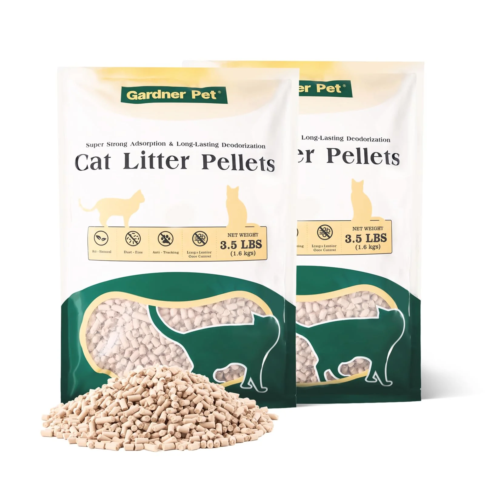 Healthy Gardner Pet Cat Litter Pellets – Odor Control Low Dust Low Tracking Non-Clumping 2-Pack 3.5LBS×2 Versatile