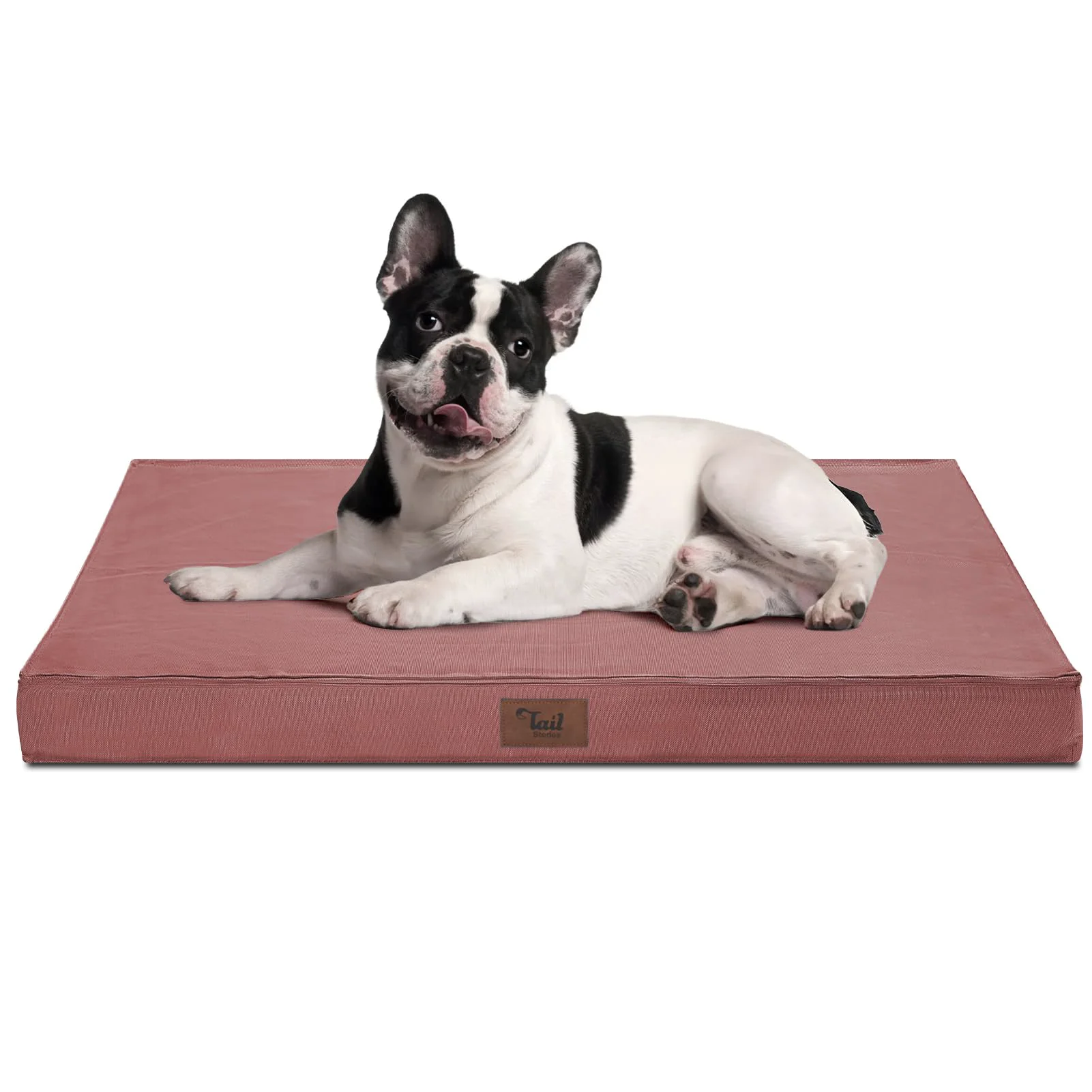 Soft Tail Stories Outdoor Dog Bed – Waterproof Orthopedic Foam Bed for Small Medium Dogs Pink Crafted