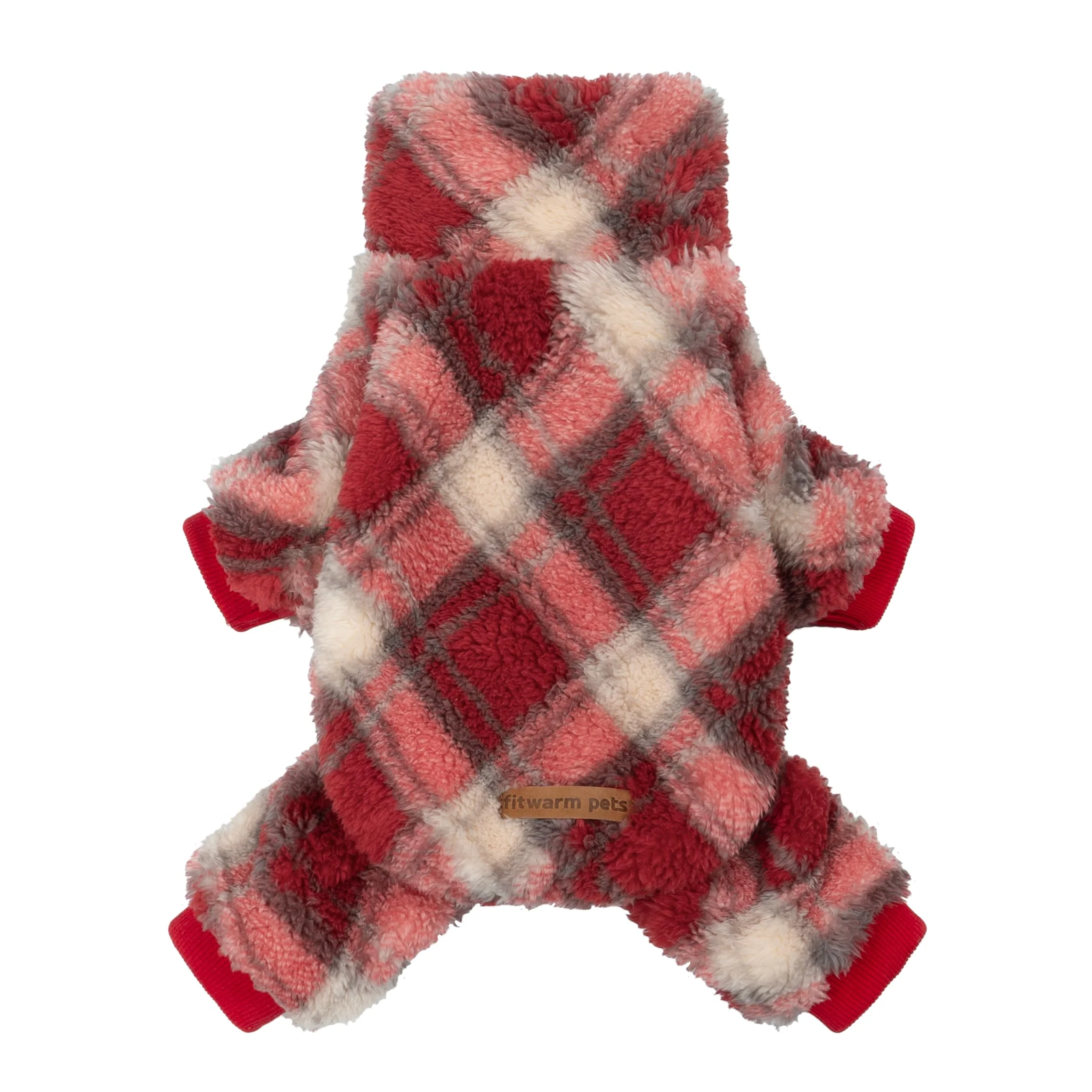 Functional Fitwarm Collared Neck Plaid Dog Pajamas – Warm Holiday Outfit for Small Dogs Genuine