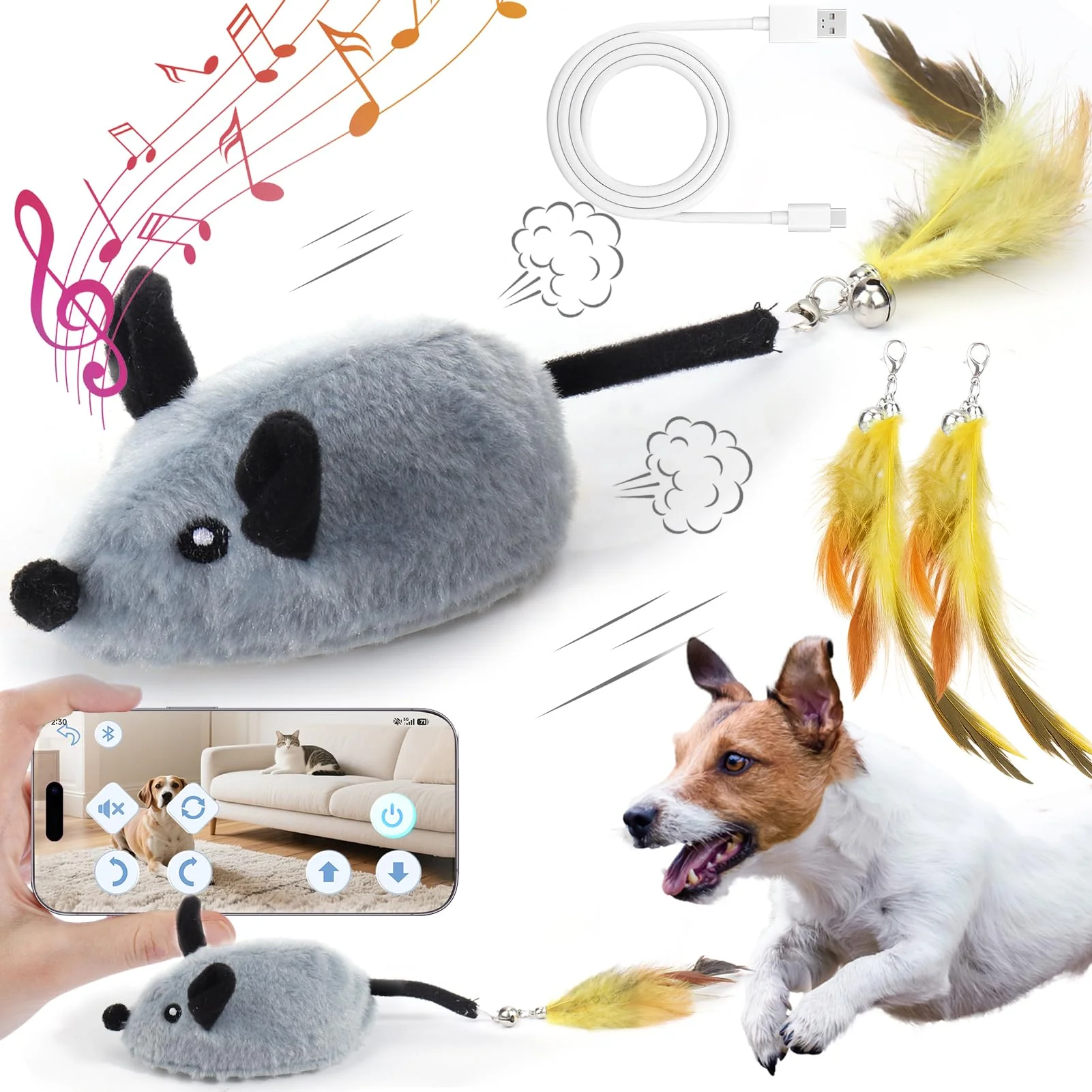 Optimized Mity Rain Interactive Dog Toy with Phone App Remote-Controlled Mouse Toy Unique