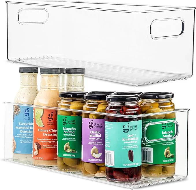 Easy-to-Use Plastic Food Storage 2 Pack Clear Container Bin with Handles for Organizing Kitchen Pantry Refrigerator zer Pantry Cabinet Closet Bathroom. 16 x6 x5 About ThisOverview Optimized
