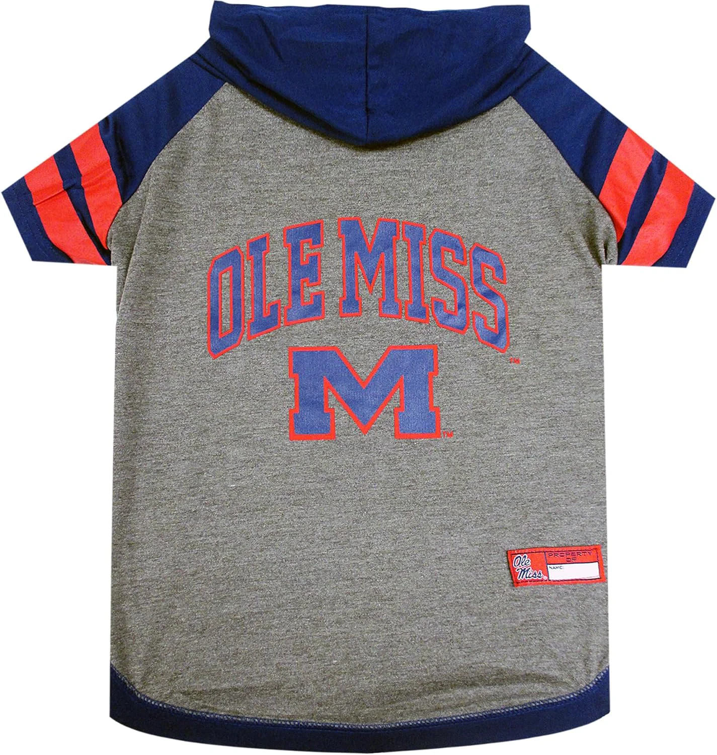 Safe NCAA Mississippi OLE Miss Rebels Hoodie for Dogs Cats Small Collegiate Licensed Dog Hoody Tee Shirt. Sports Hoody T-Shirt for Pets. College Sporty Dog Hoodie Shirt. Breathable