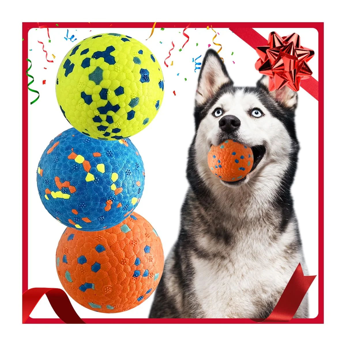 Expertly Made Mankoda Dog Balls - 3'' Durable Teething Chew Toys Floating Fetch Balls 3 Pack for Medium Large Dogs Innovative