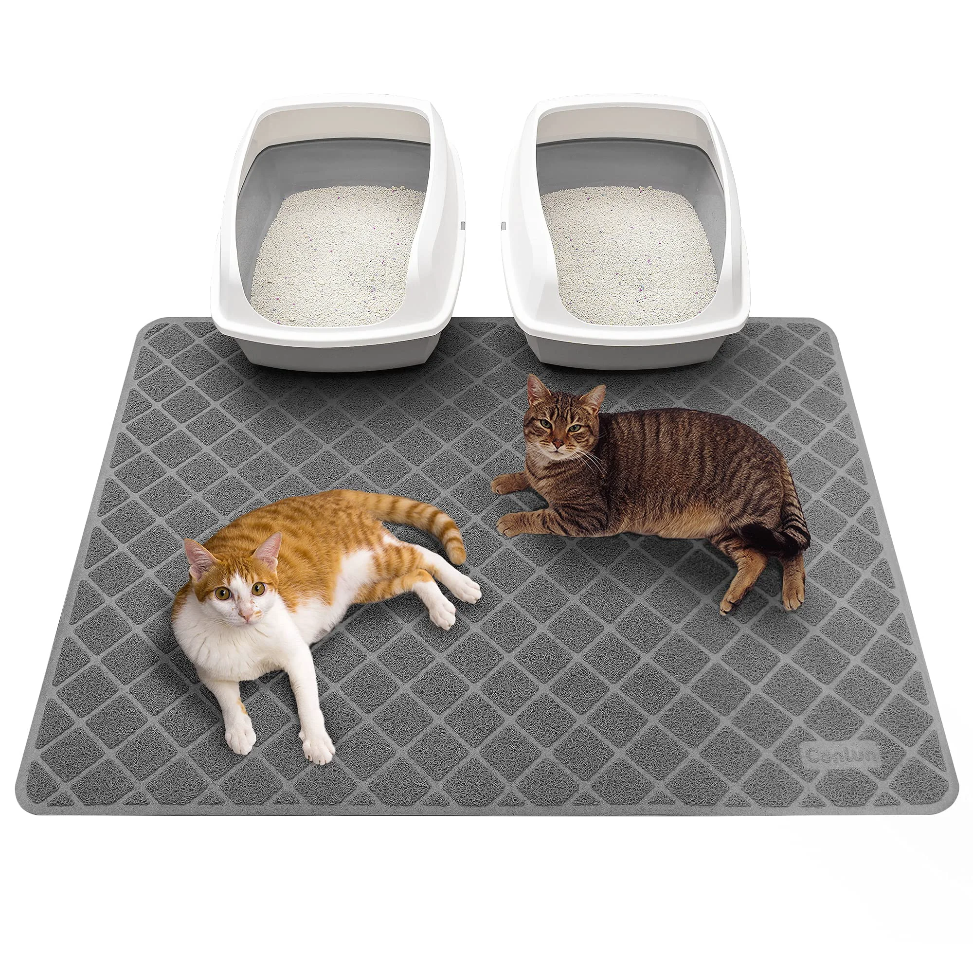 Refined Conlun Cat Litter Mat 47x35 in Litter Trapping Grid PVC Mat Non-Slip Waterproof Reusable