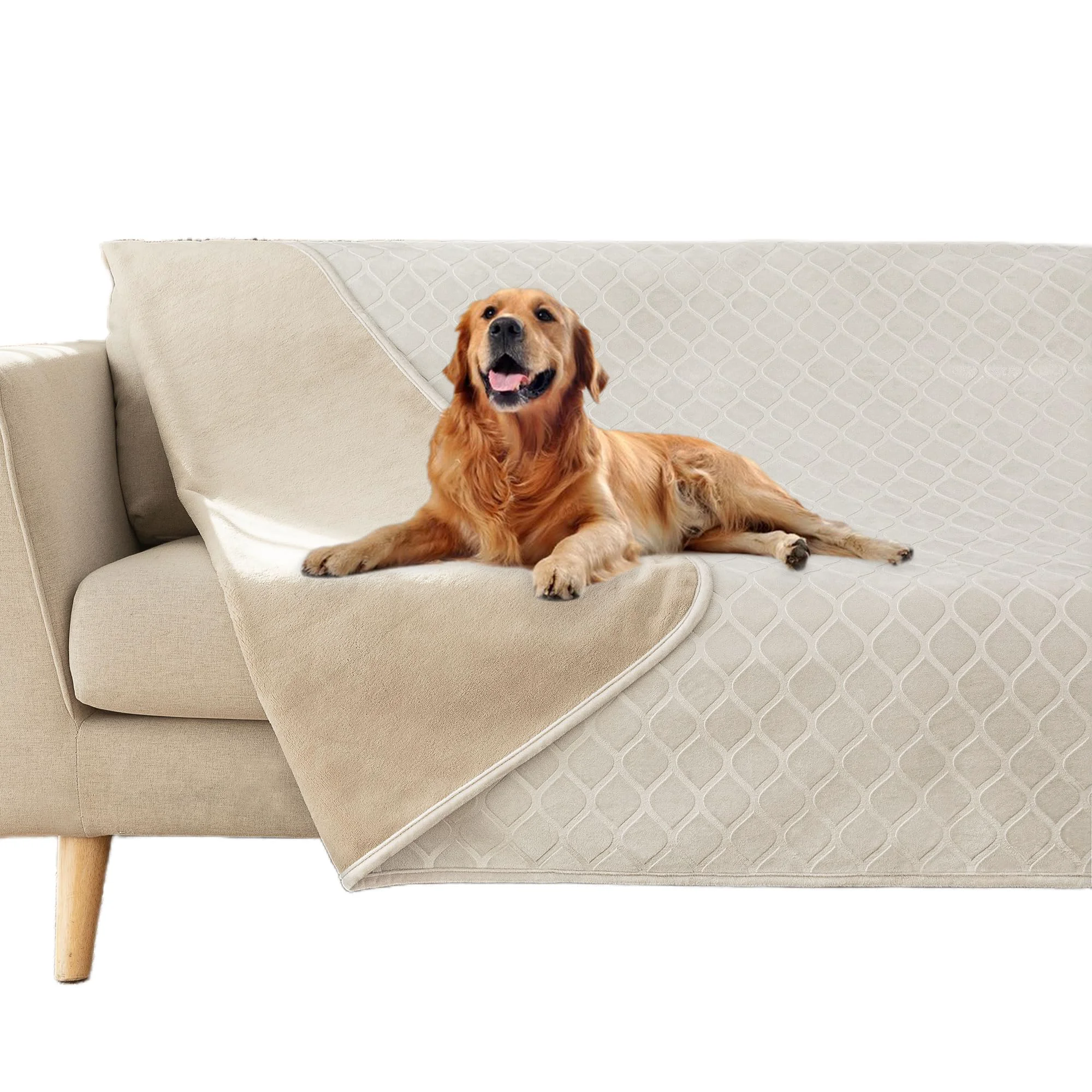 Reusable fuguitex Waterproof Dog Blanket Bed Cover – Plush Velvet 52x82 in Cream Beige Responsible