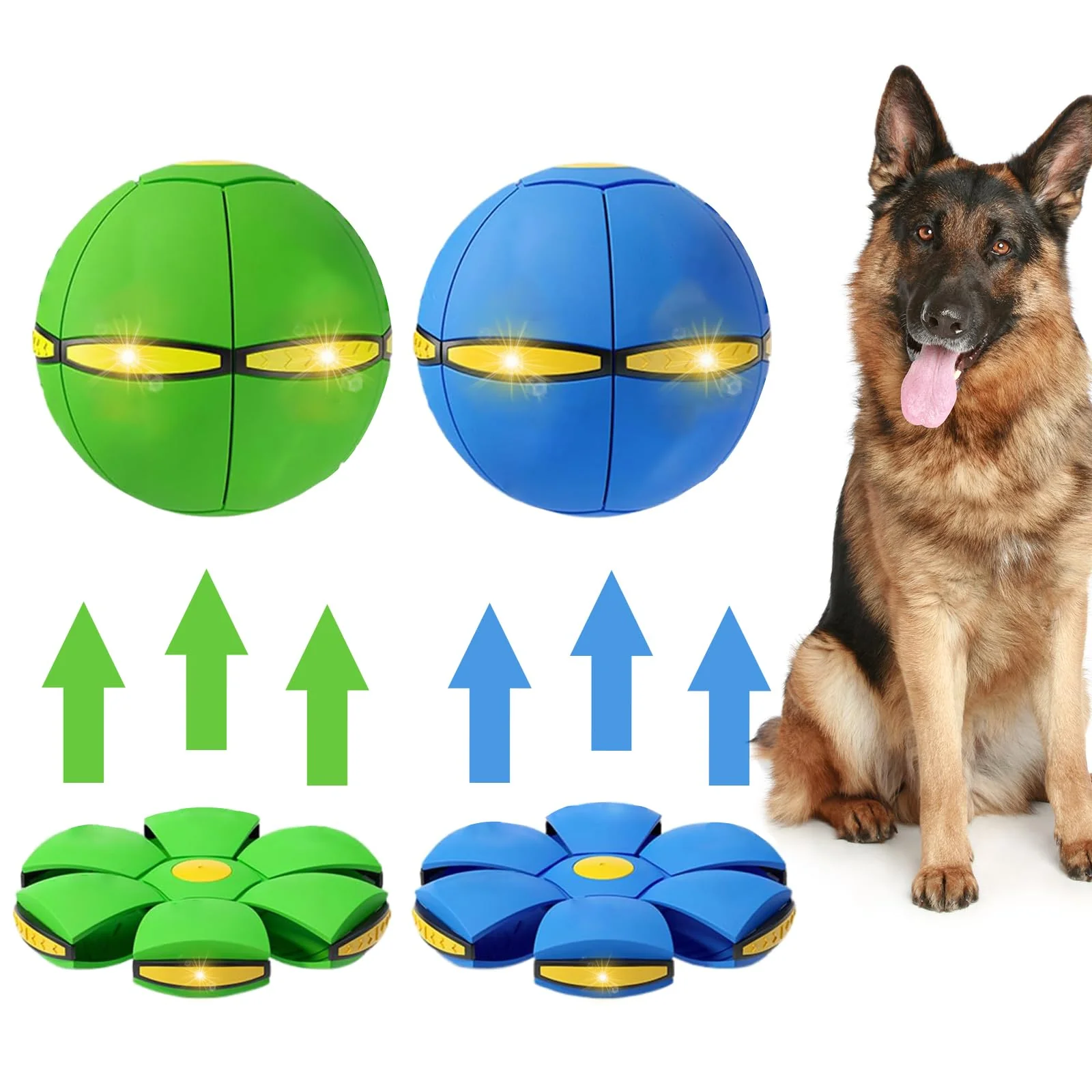Solid BADWALT 2PCS Dog Flying Disc Toy with Lights Interactive Outdoor Pet Toy Original Design