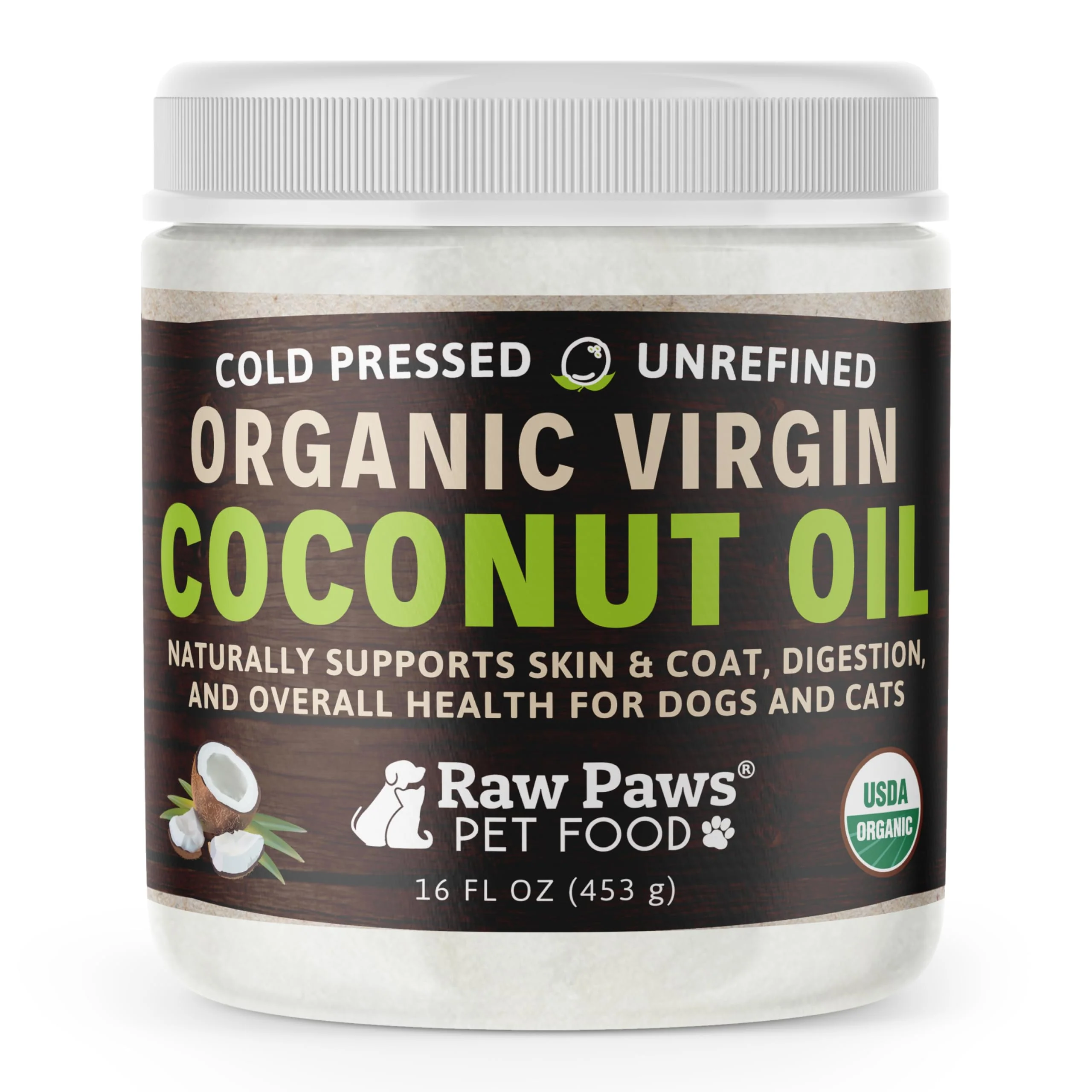 Selected Raw Paws Organic Virgin Coconut Oil for Dogs Cats – 16 oz Reliable