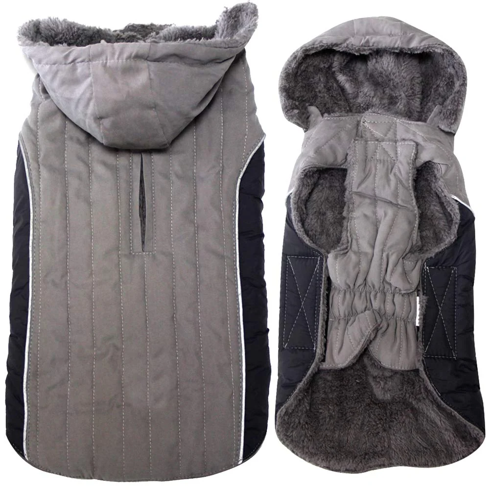 Smart JoyDaog Fleece Dog Hoodie Super Warm Winter Coat for Small Medium Dogs Grey M Lightweight