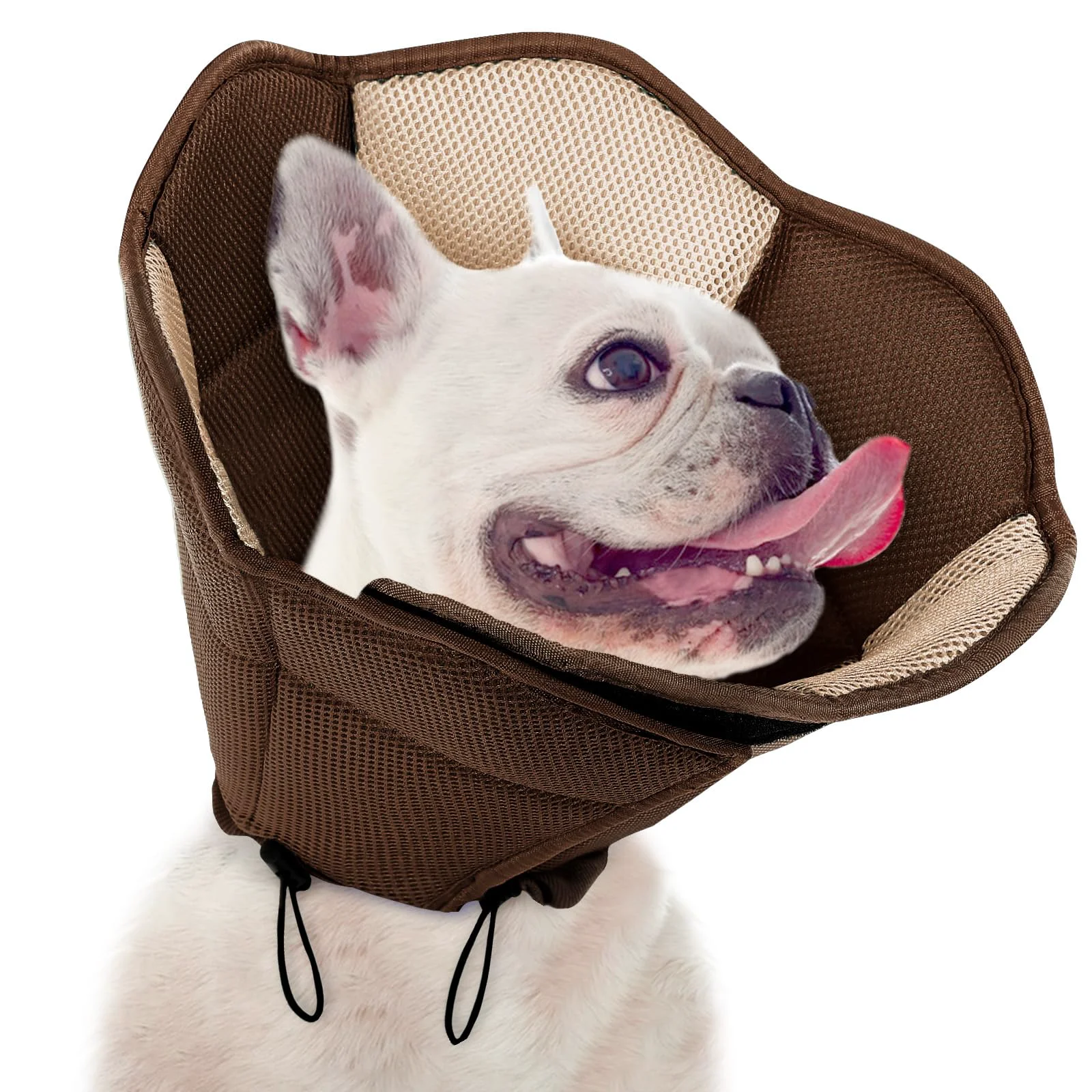 Functional SUNFURA Dog Cone - Soft Adjustable Recovery E-Collar for Wounds Brown Small Practical