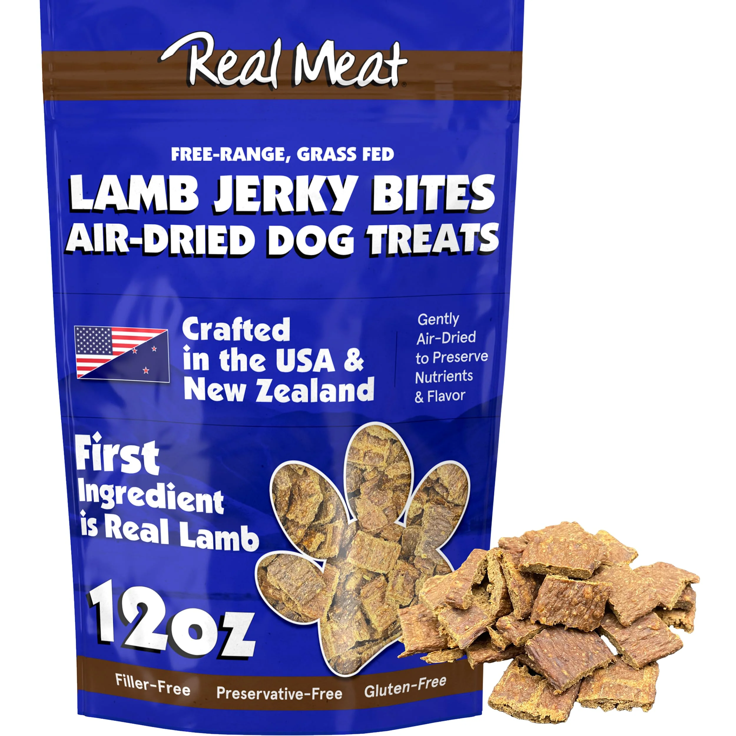 Long-Lasting TRMC Meat Dog Treats - 12oz Air-Dried Lamb Jerky Grain- -Range Pure