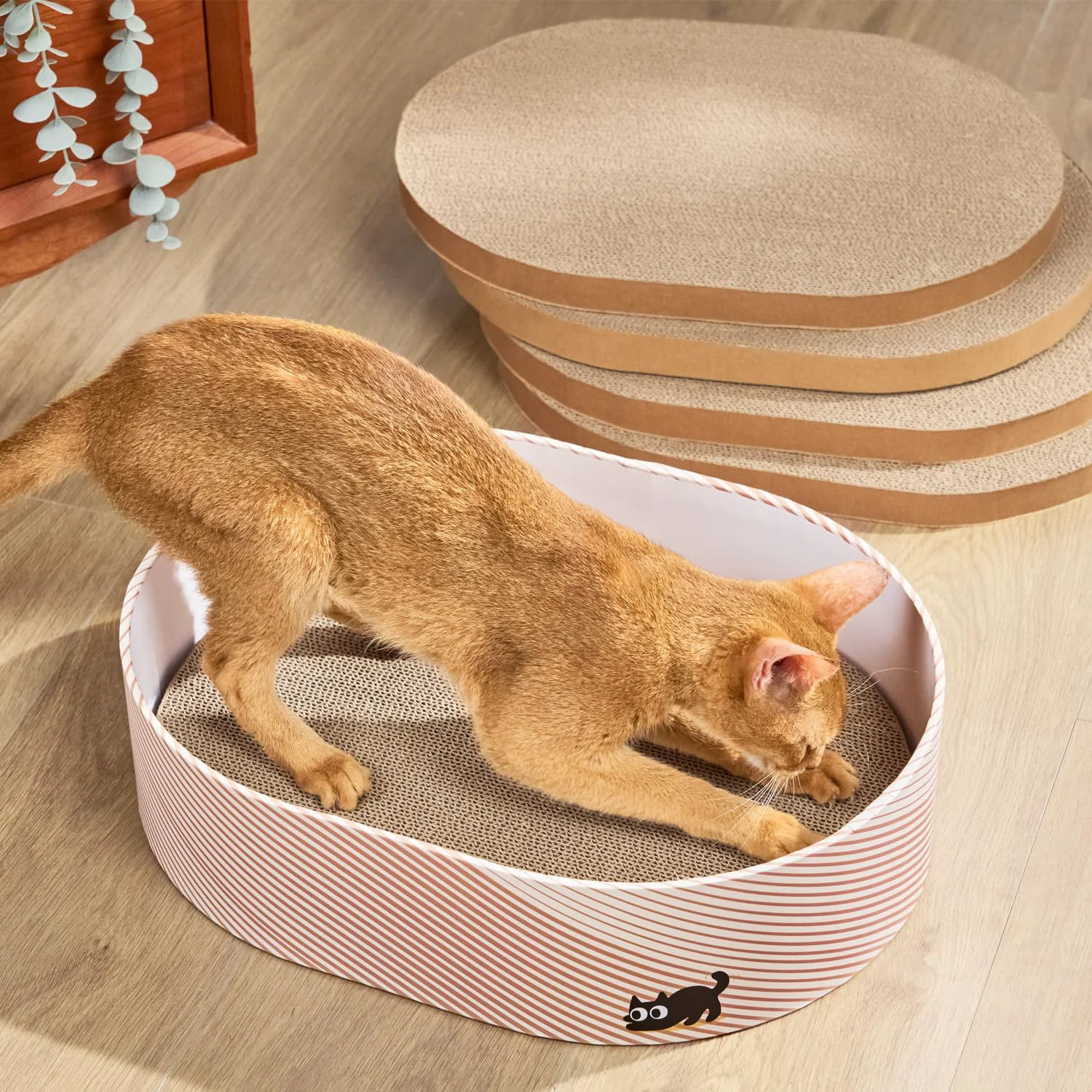 Secure Conlun Cat Scratcher Box with Reversible Pads Durable Cardboard Bed Classic