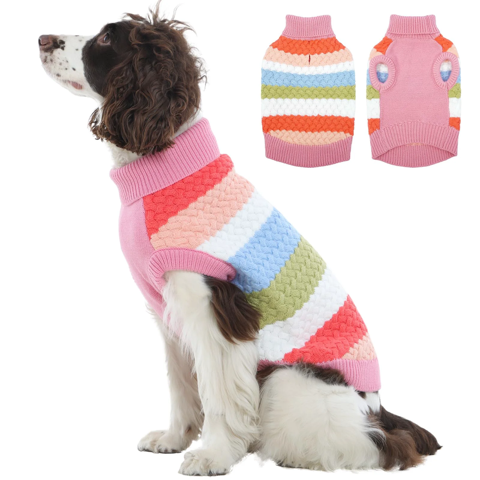 Clean Kuoser Large Dog Sweater Pink XL Turtleneck Knit for Large Dogs – Warm Soft Machine Washable Trusted
