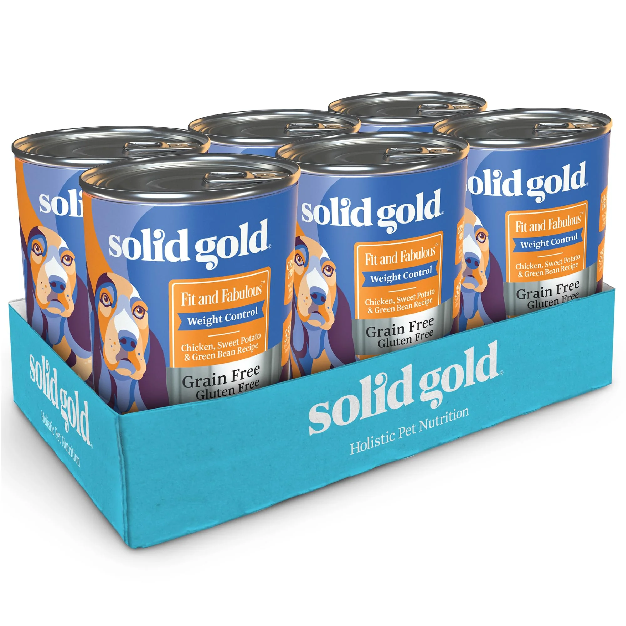 Organic Solid Gold Weight Management Wet Dog Food – Grain- High-Fiber Recipe with Chicken Sweet Potato Green Beans 6ct 12.5oz Modern