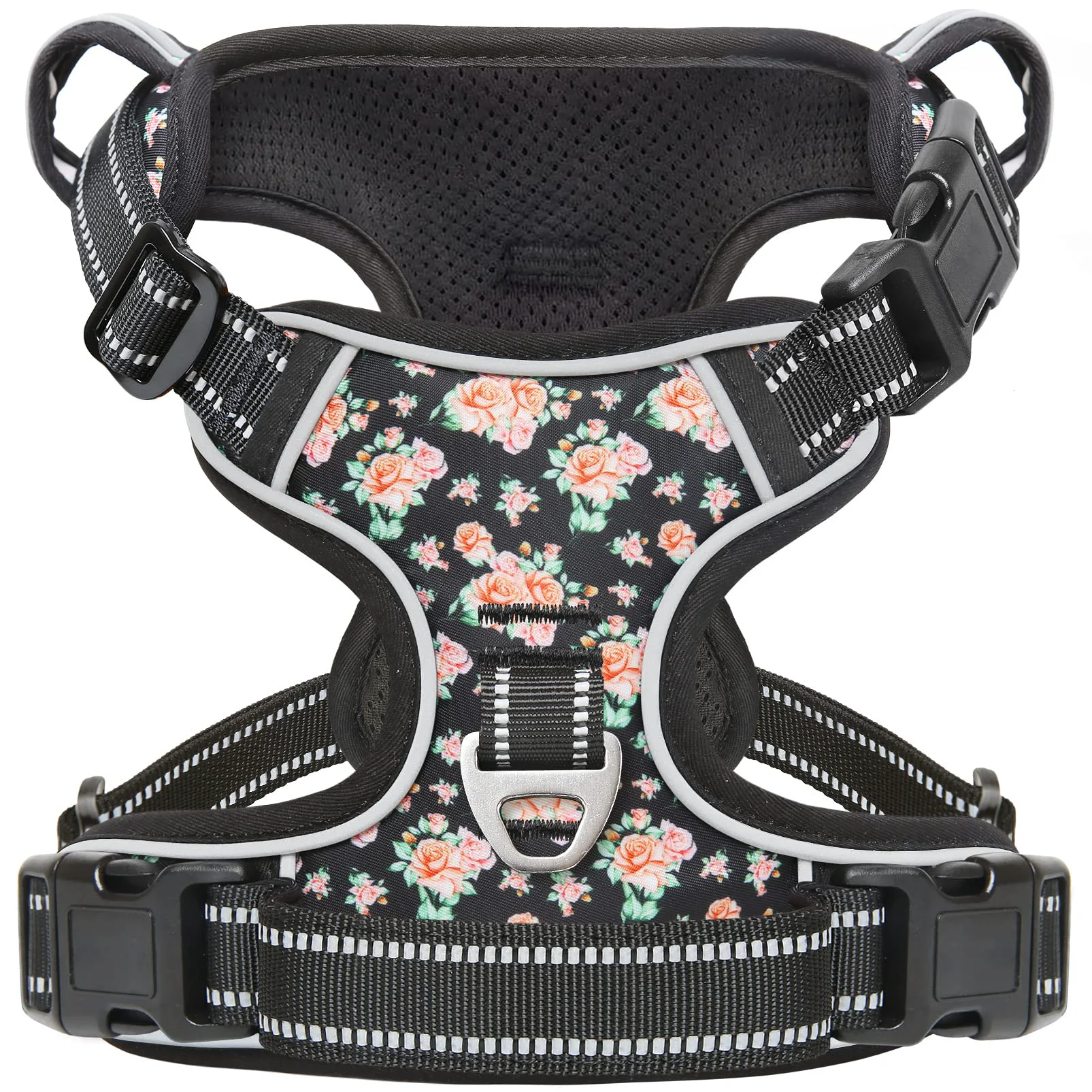 Sophisticated Timos No-Pull Dog Harness – 3 Quick-Release Buckles 2 Leash Clips Reflective Padding Solid