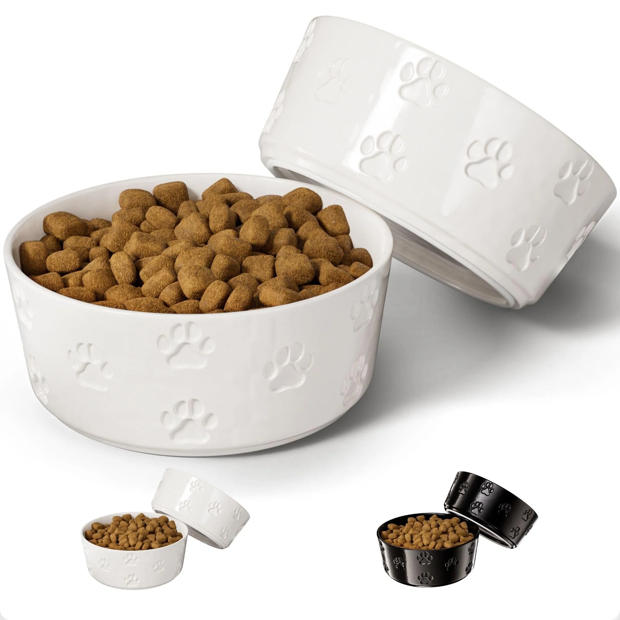 Flexible HB Design Co Ceramic Dog Bowl Set of 2 – 6.5 Diameter Anti-Skid 3.8 Cup Capacity User-Friendly