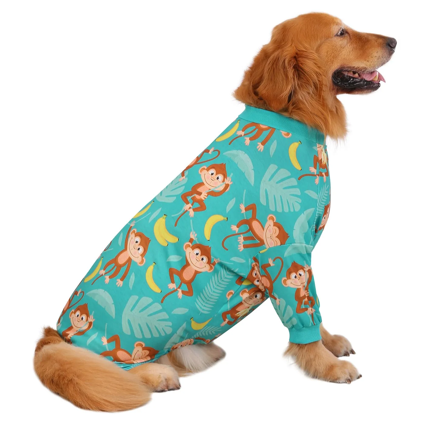 Relaxed HDE Dog Pajamas One Piece Jammies – Stretchy Lightweight Jumpsuit for Dogs Monkeying Around 2XL Minimalist