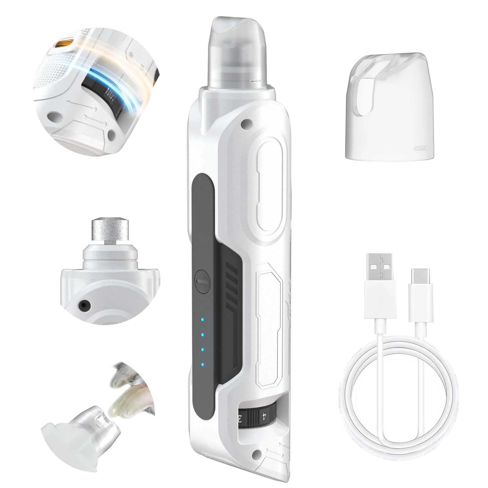 Enhanced PAPIFEED High Torque Dog Nail Grinder — 6-Speed Quiet 2 LED Lights Type-C Rechargeable Prestigious