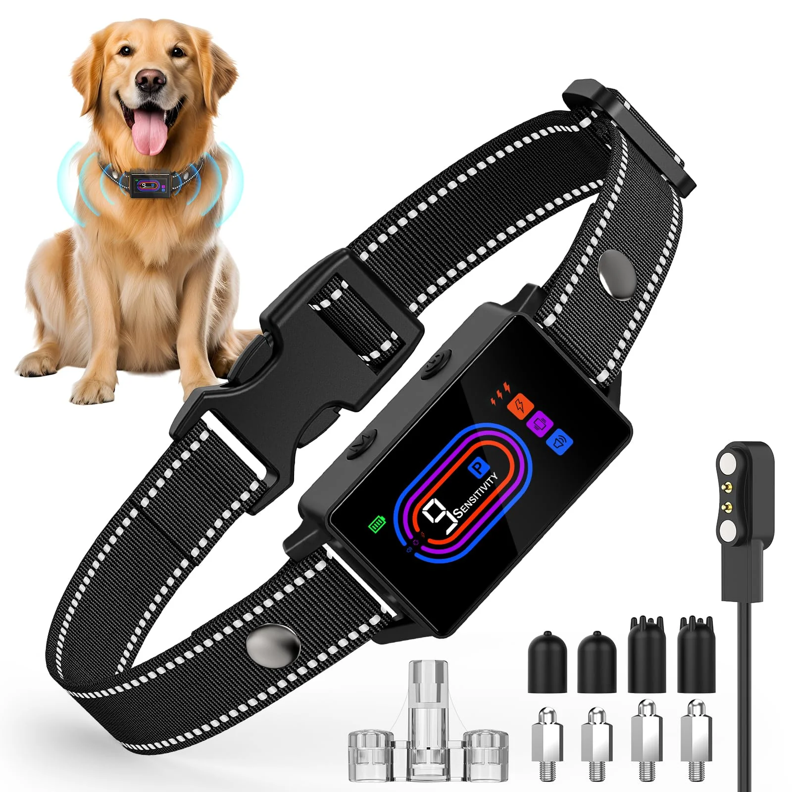 Innovative Yipilu Dog Bark Collar 2025 – Adjustable Rechargeable Anti-Barking Collar for 5–130 lb Dogs Stylish