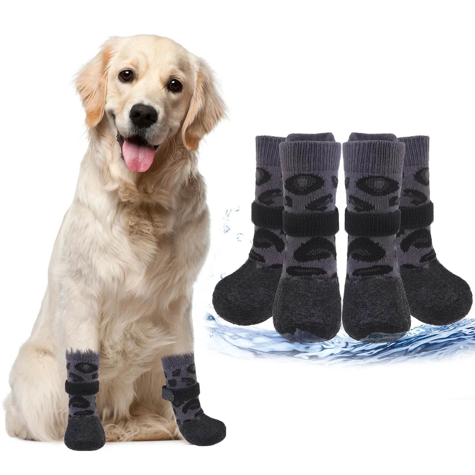 Selected PUPTECK Anti-Slip Dog Shoes Leopard – Paw Protection Non-Slip Grip Fast
