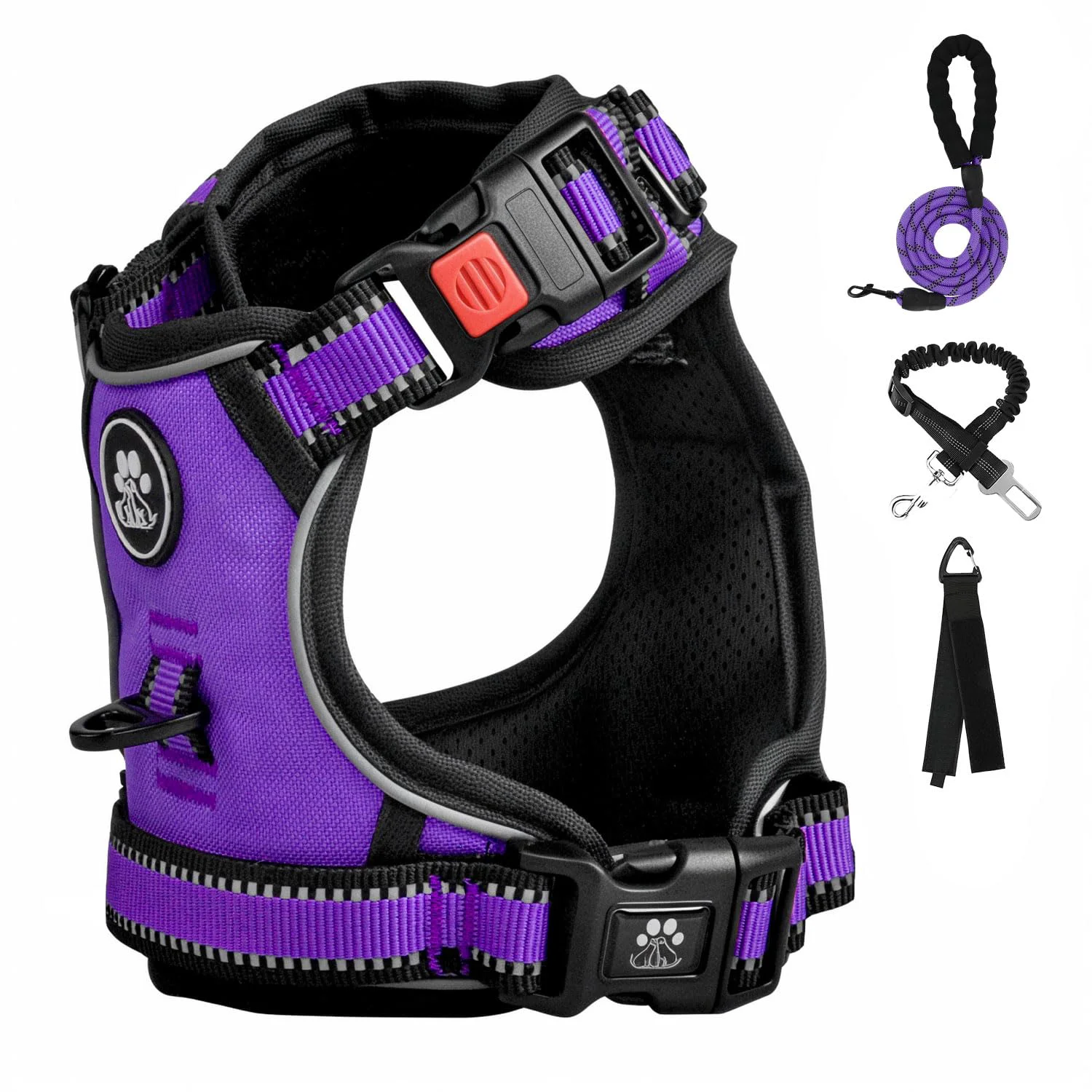 Optimized FURRYFECTION No-Pull Dog Harness Reflective Oxford Padded Handle Purple XL Solid
