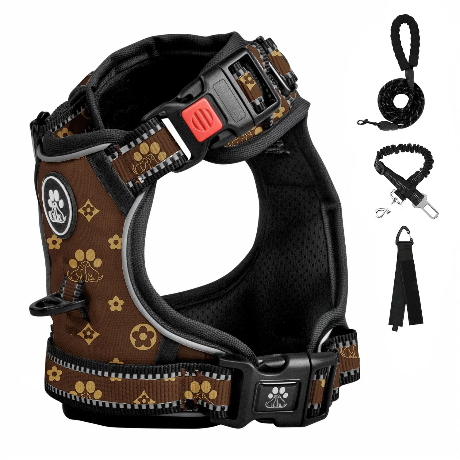 Contemporary FURRYFECTION Dog Harness - No-Pull Reflective Padded Handle Dark Brown M Pure