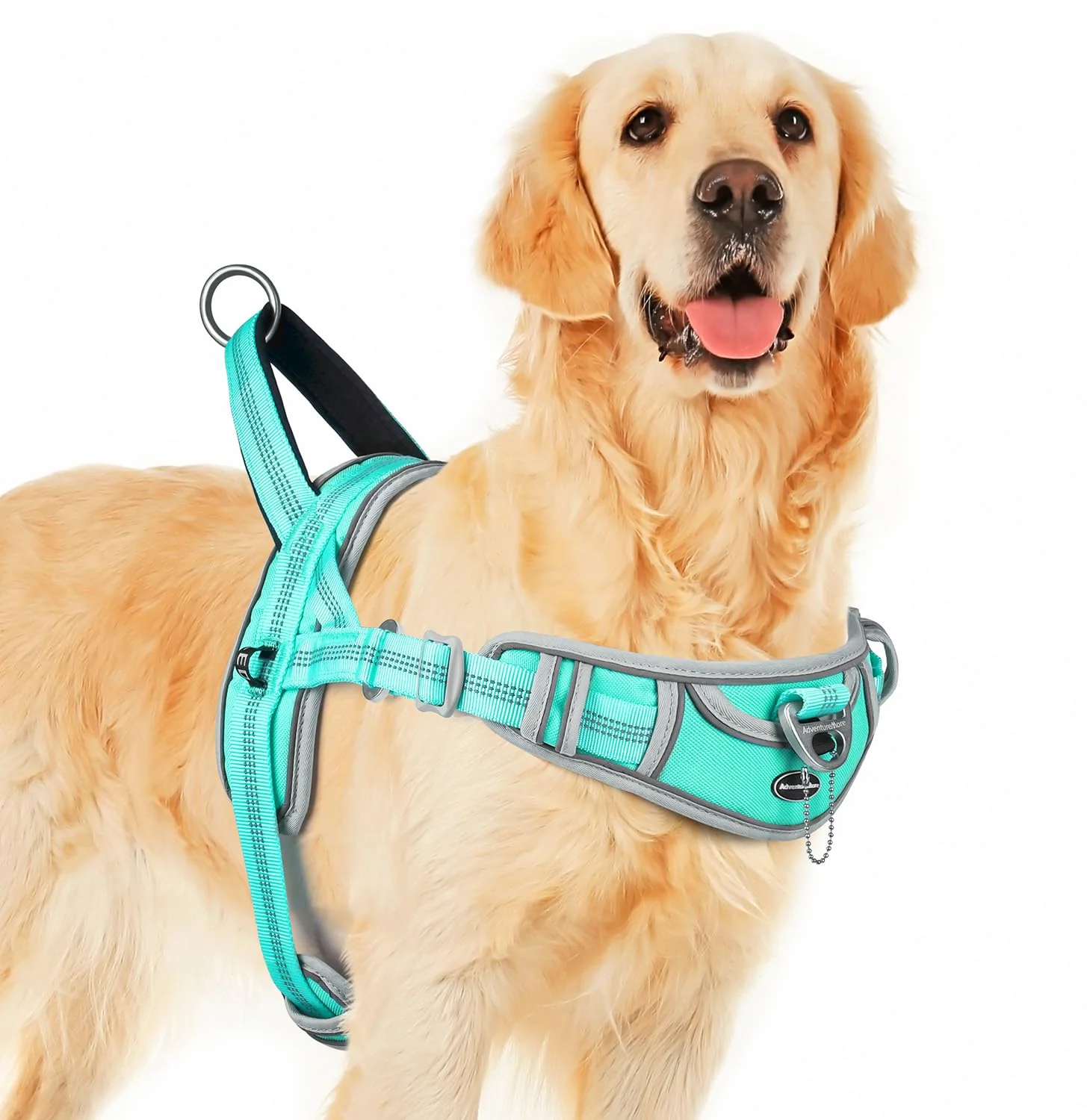 Eco-Friendly ADVENTUREMORE No Pull Large Dog Harness - Reflective Escape-Proof Front Clip for Training Walking XL Teal Fine Crafted