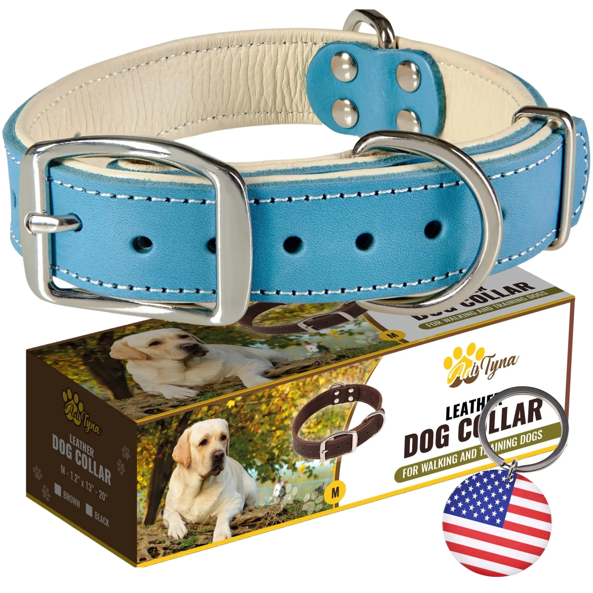 Specialty ADITYNA Heavy-Duty Pink Leather Dog Collar for Medium Dogs – Soft Padded Comfort Eco-Friendly