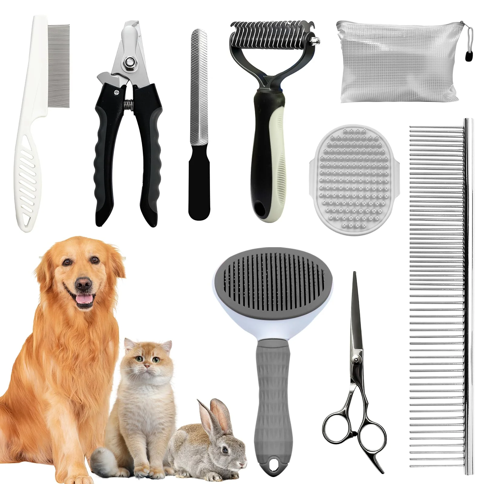 Exclusive Aiolpy Dog Brush Grooming Kit – 9-Piece Deshedding Bathing Nail Care Contemporary