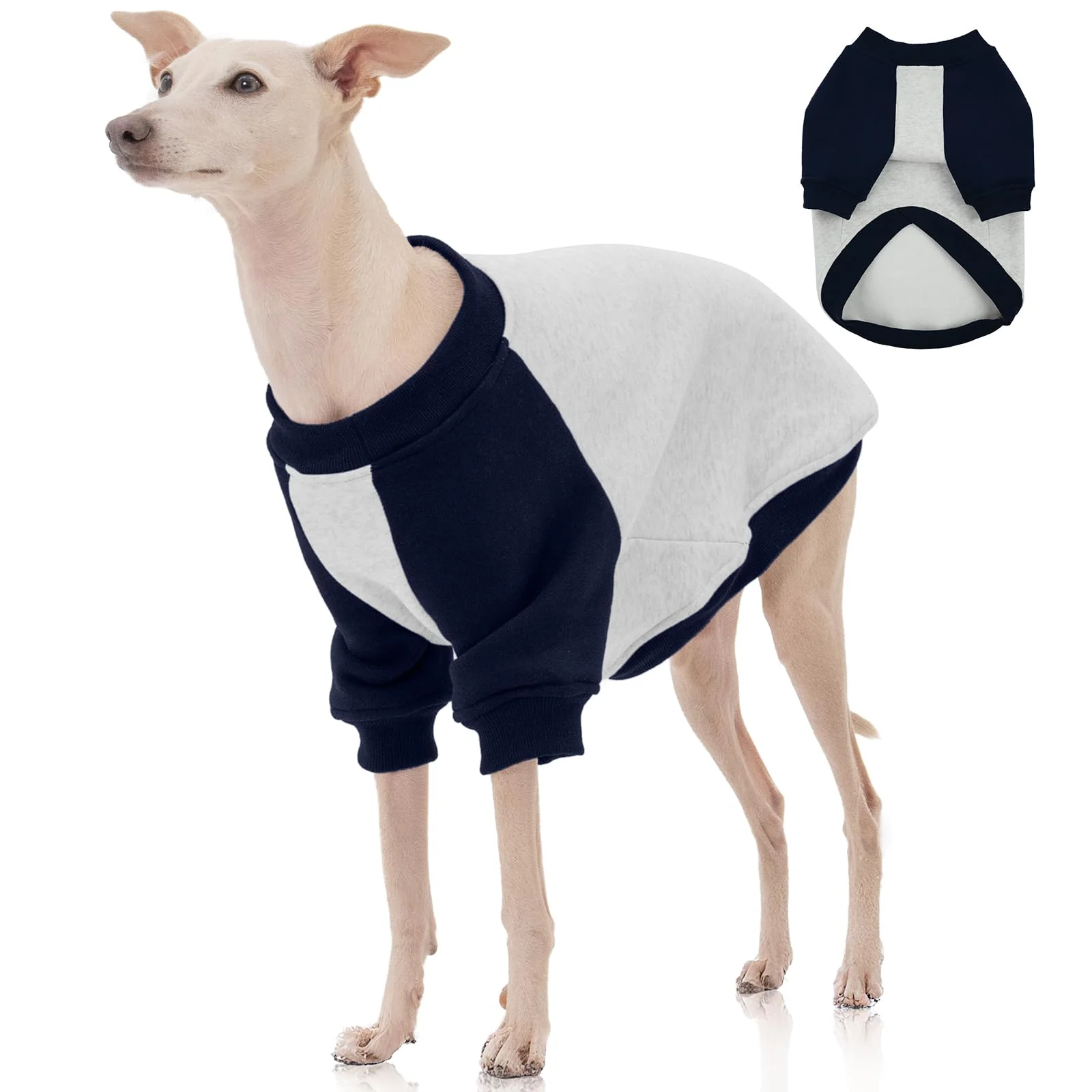 Solid FUAMEY Dog Sweatshirt XL Fleece-Lined Blue Raglan Pullover for Extra Large Dogs Recyclable