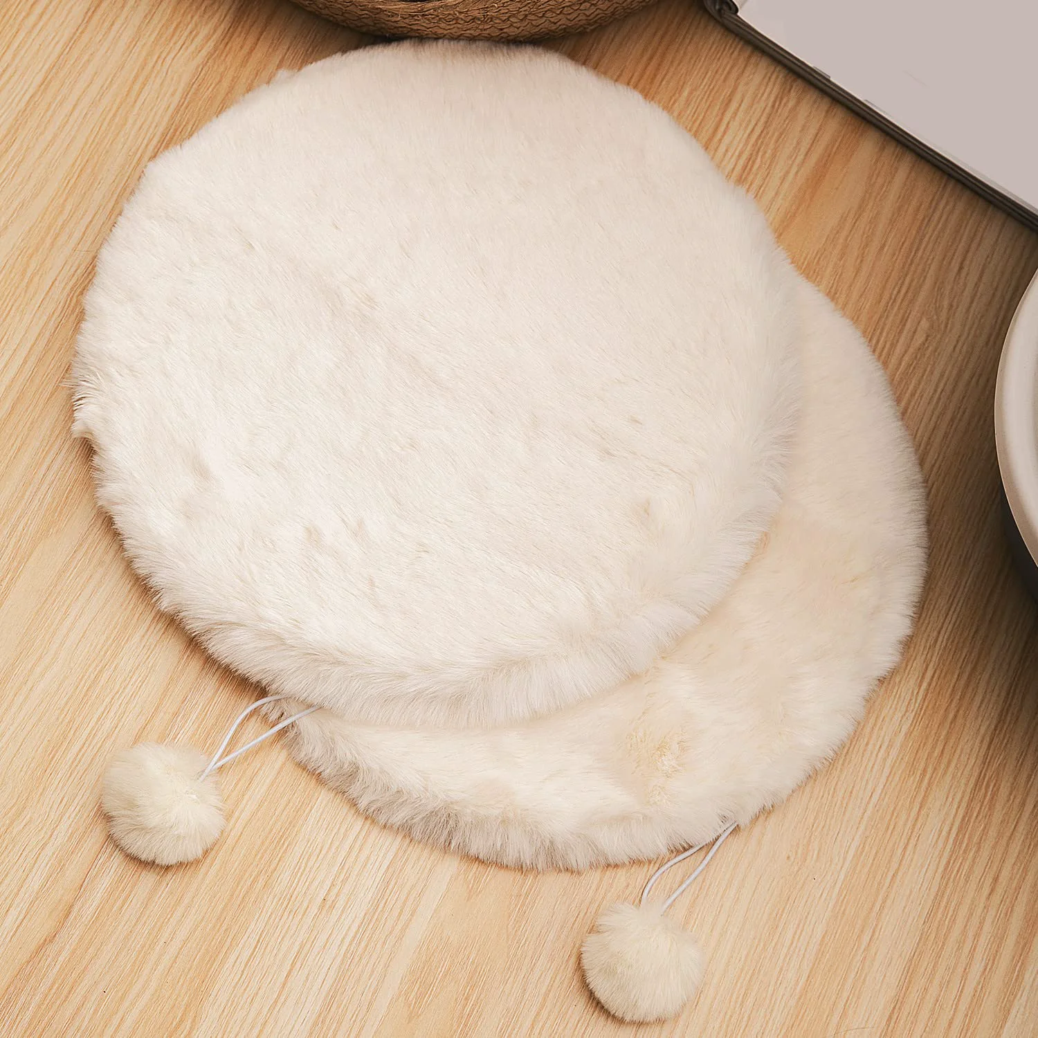 Enhanced SHENGOCASE 2-Pack 16-inch Round Faux Rabbit Fur Cat Dog Bed Cushion Pad Mat Lightweight
