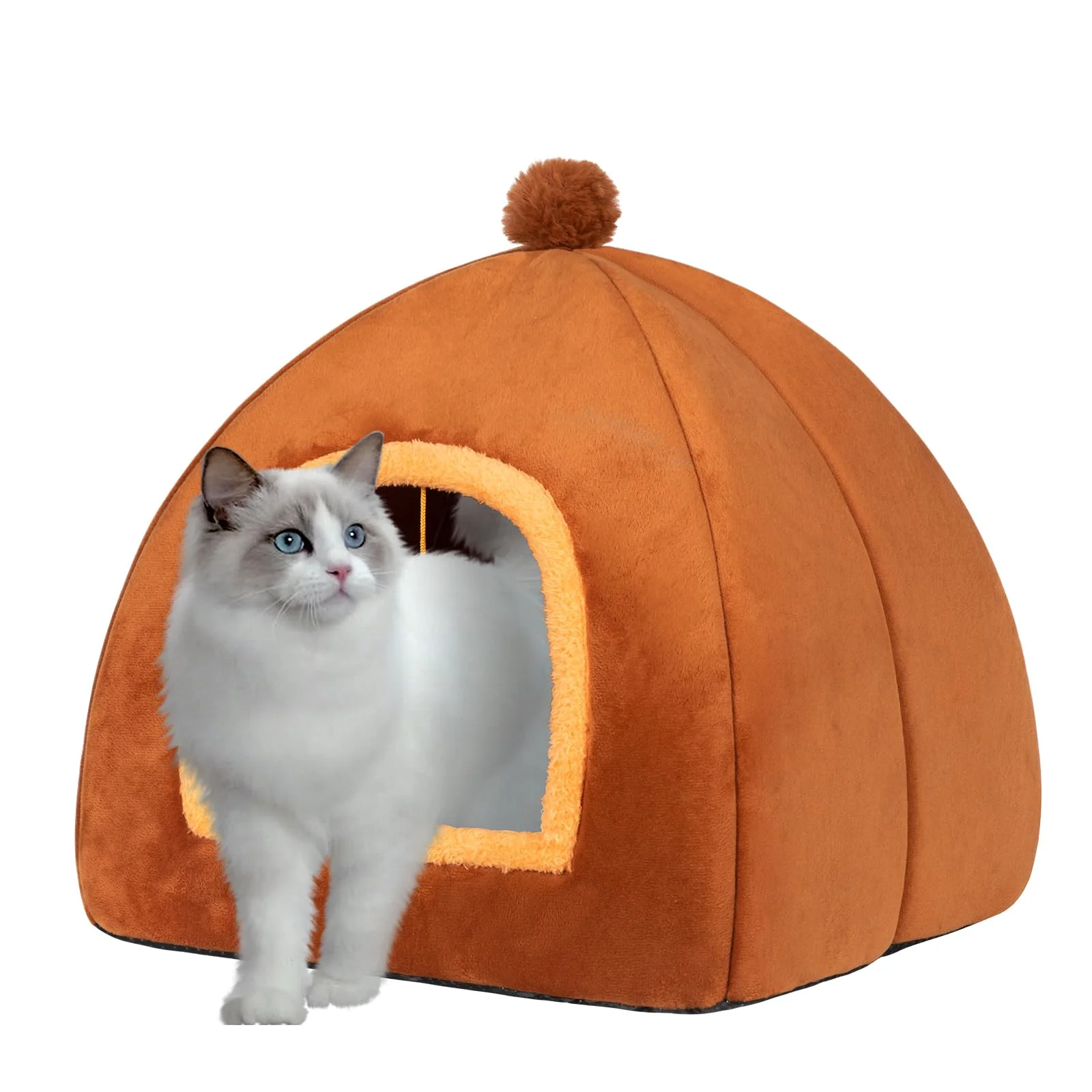 Excellent RUONARIER Cat Bed Cave – 2-in-1 Foldable Plush Cat House for Indoor Cats High-Quality