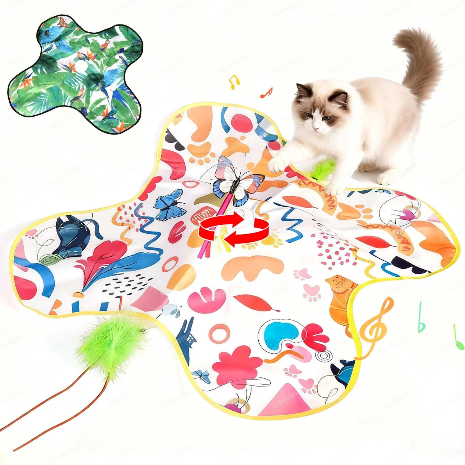 High-Performance EXPBSYOU 4-in-1 Interactive Cat Toy for Indoor Cats — Rechargeable Squeaky Sounds Premium Material