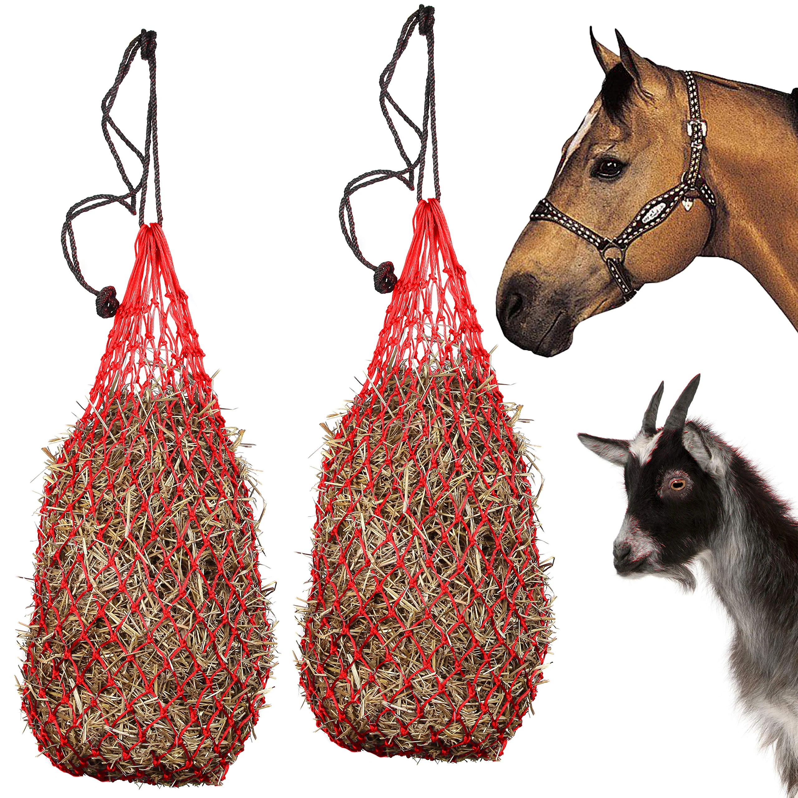 First-Class Majestic Ally 2-Pack Ultra Slow Feed Hay Net 40-Inch – 1.5x1.5 Holes – Red Smart