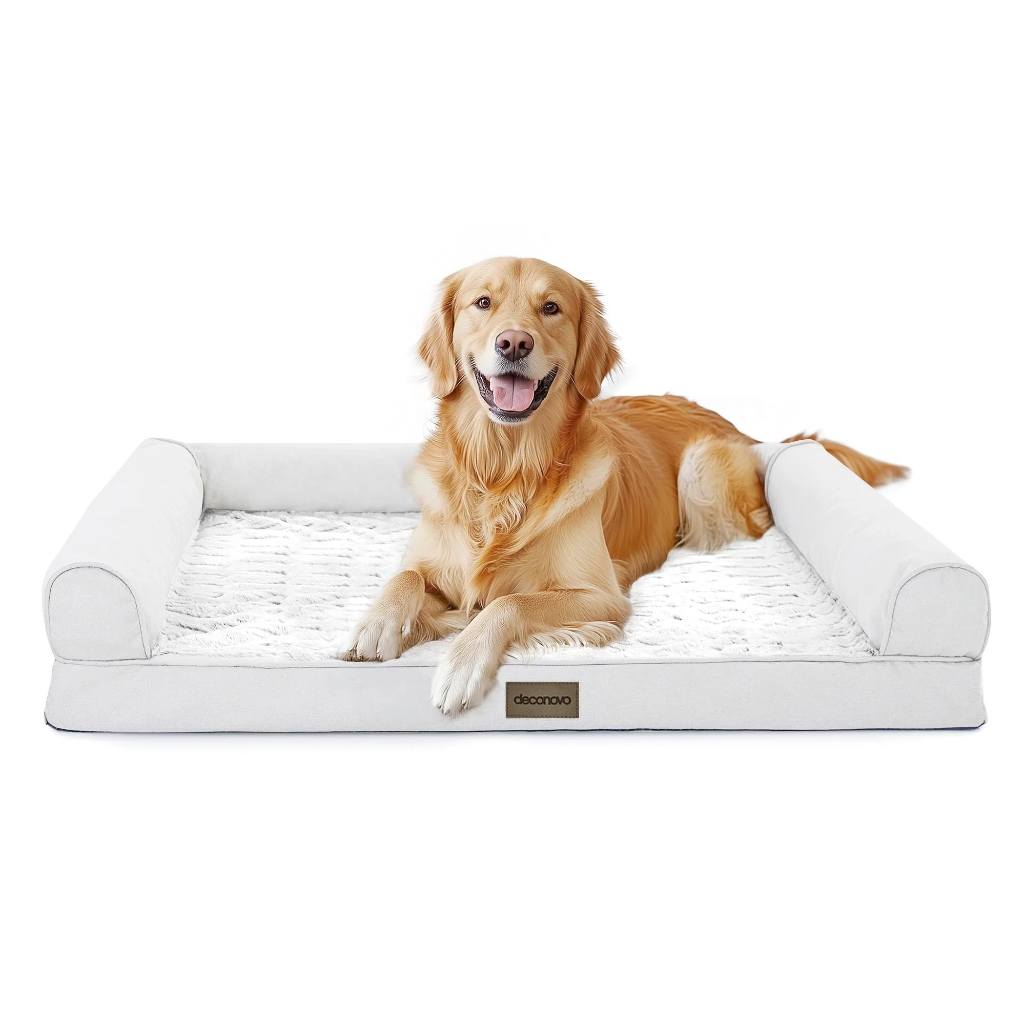 Flexible Deconovo Sofa Dog Bed with C-Shape Bolster Egg-Crate Foam PV Velvet Top Anti-Slip Waterproof Bottom Large XL Top-Quality