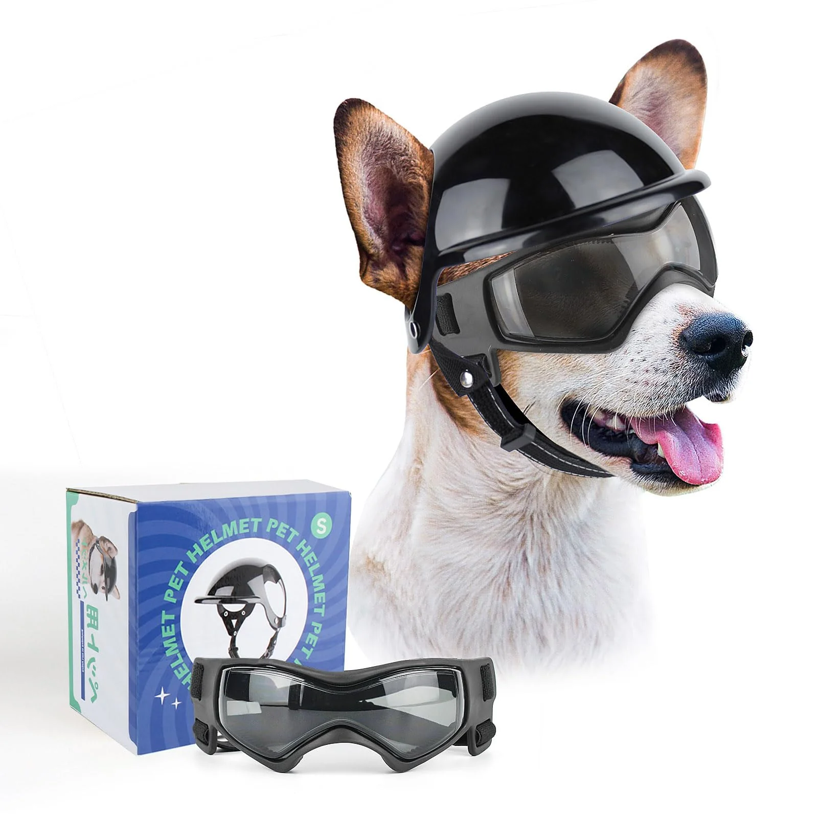 Secure PETLESO Dog Goggles Helmet Set for Small to Medium Dogs – UV Protection Expertly Made