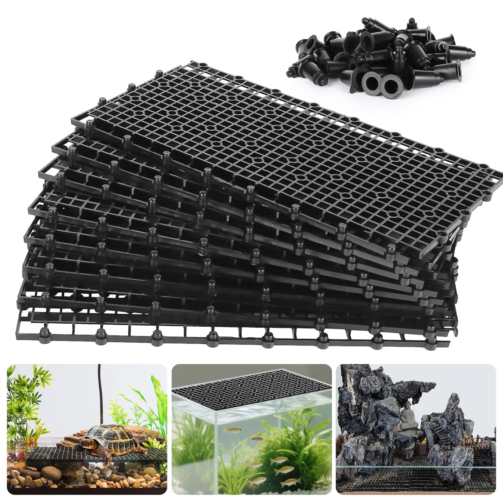Long-Lasting Hygger CO2 12pcs Aquarium Divider Kit – Egg Crate Grid Brackets DIY Aquascaping Black Efficient