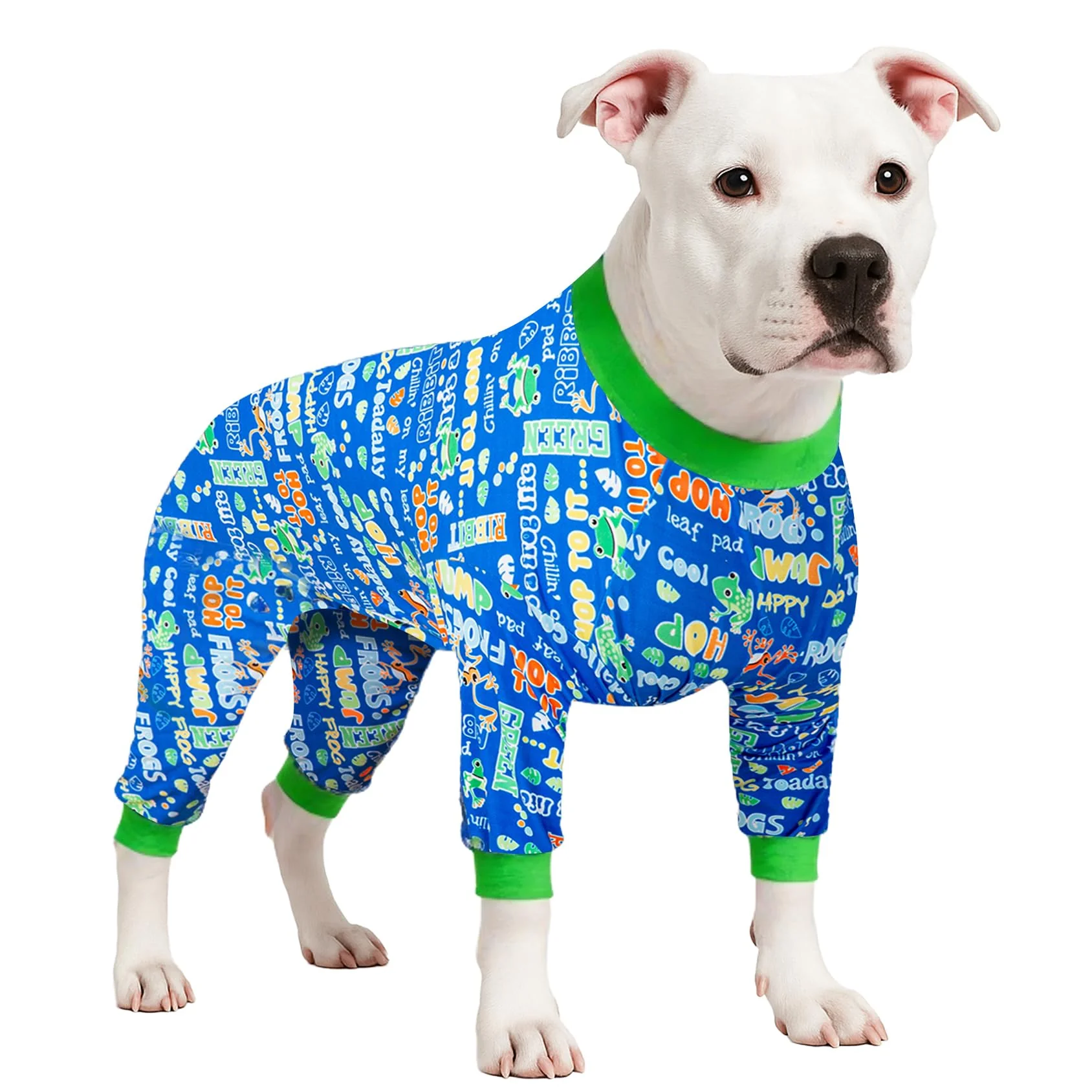 Comfortable LovinPet Dog Pajamas Bodysuit for Giant Dogs XL Jumping Frogs Print UV Protection Anxiety-Calming Potential Fast