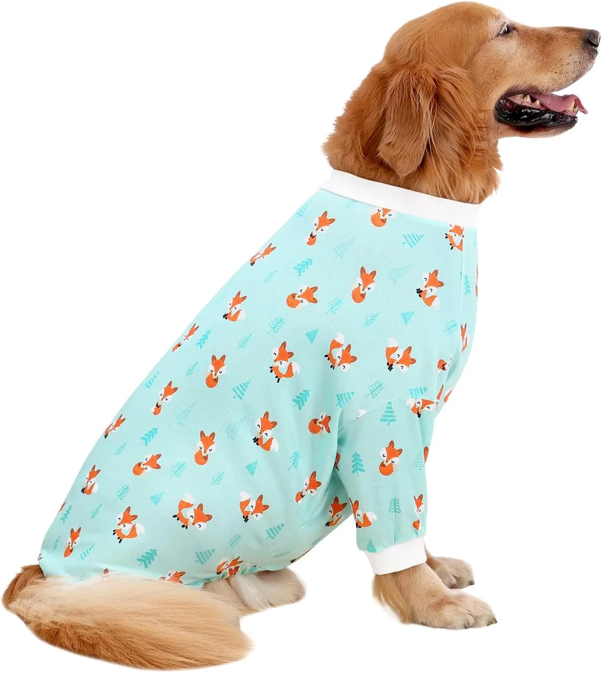 Functional HDE Dog Pajamas One Piece Jammies Jumpsuit Pet Clothes Outfit Stretchy Lightweight Comfy Shirt Pjs for M-3XL Dogs Winter Foxes - 3XL Detailed