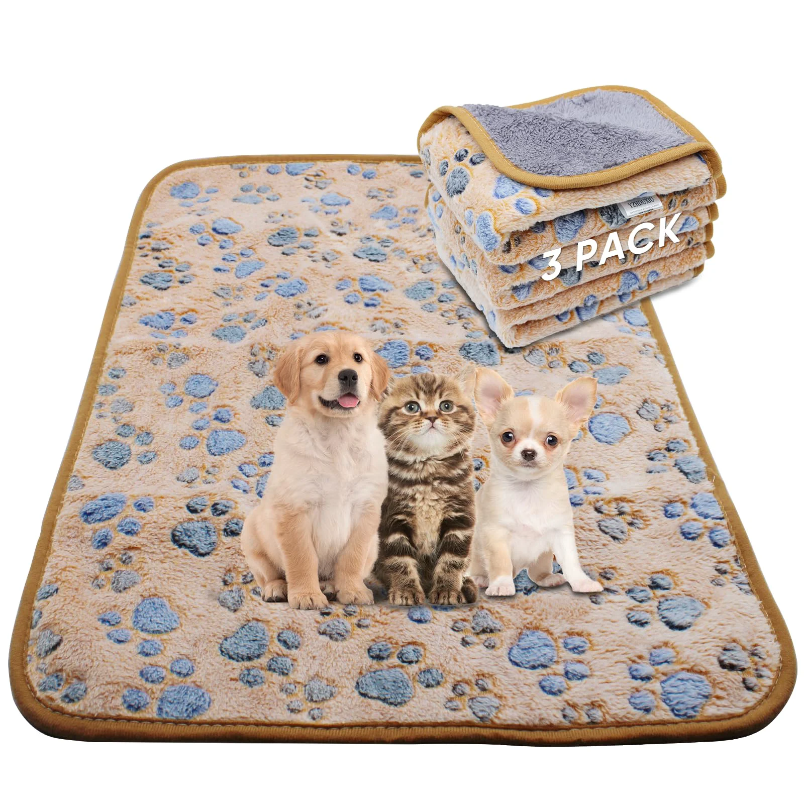 Clean YZHDUXIU 1 Pack 3 Waterproof Dog Blanket for Small Dogs — Double-Sided Soft Flannel Fleece Washable 30x20 inch Brown M Verified