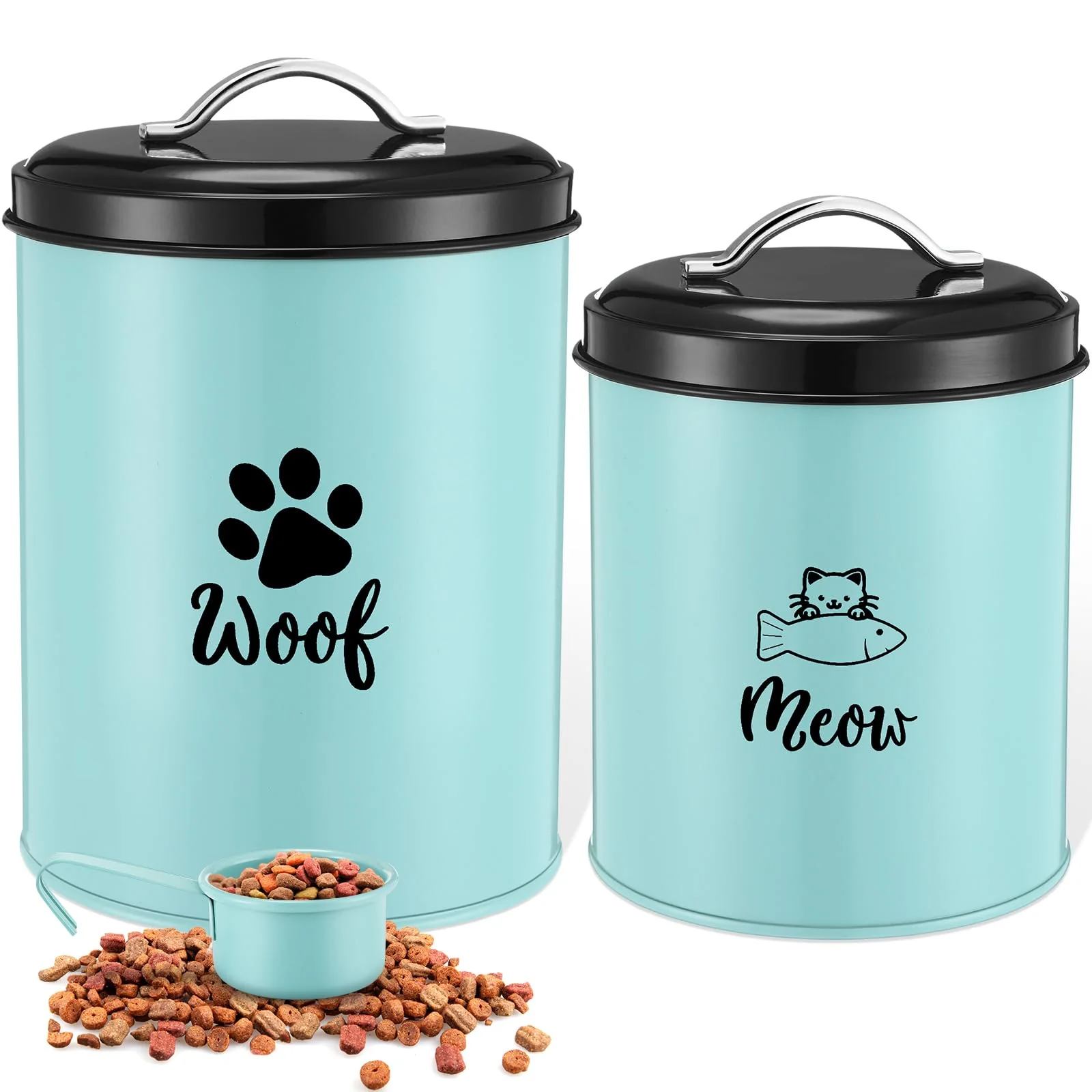 Pure Honeydak 2 Pack Metal Pet Treat Containers – Airtight Jars for Dogs Cats Original