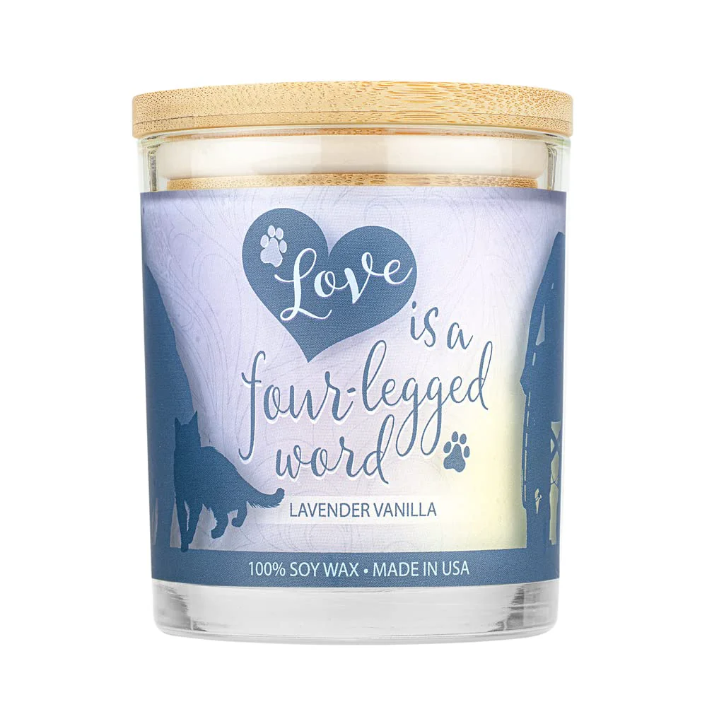 Premium One Fur All Pet House Sentiments Candle – Lavender Vanilla Pet Odor Eliminator Plant-Based Non-Toxic Casual