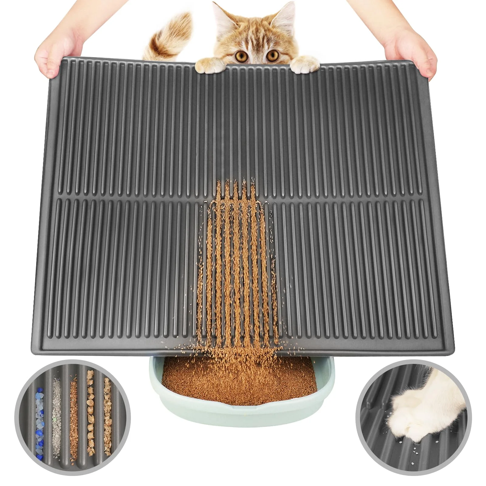 Practical PetNova Easy Clean Litter Mat – Grooved Design Urineproof Surface 31x24 in Sophisticated