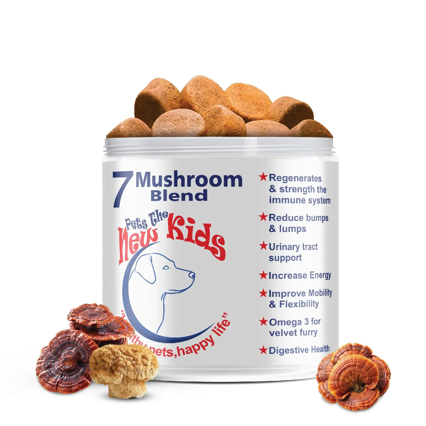 Specialty 7 Mushroom Blend Dog Supplement with Omega-3 Cranberry Pets The New Kids Carefully Designed