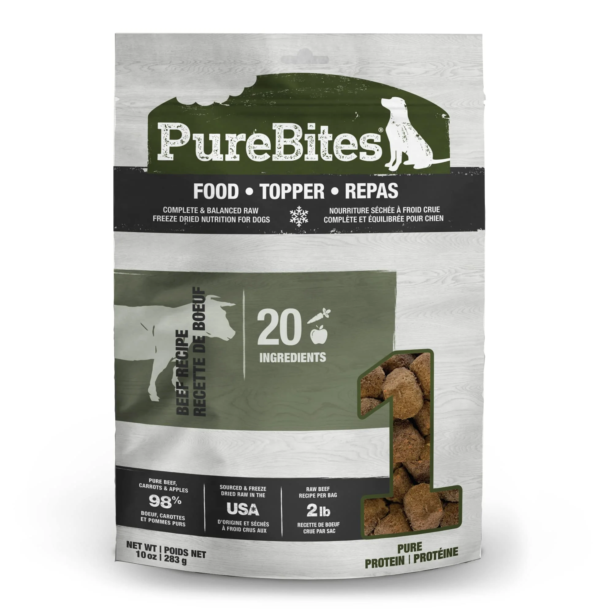 Classic PureBites Beef ze Dried Dog Food — 20 Ingredients USA Made 10oz Selected