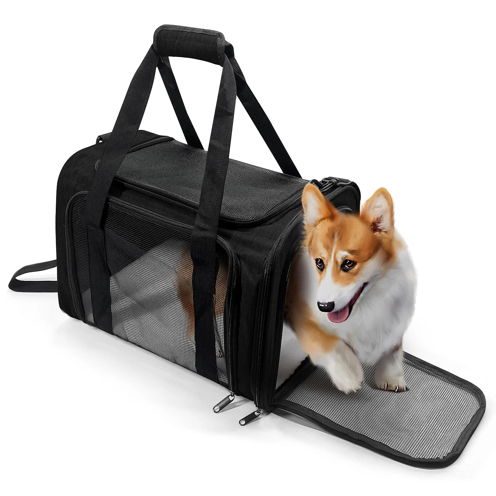 Prestigious PUCEWMY Dog Carrier – Collapsible Travel Carrier for Pets up to 25 lbs 20x13x13 in Black Fashionable