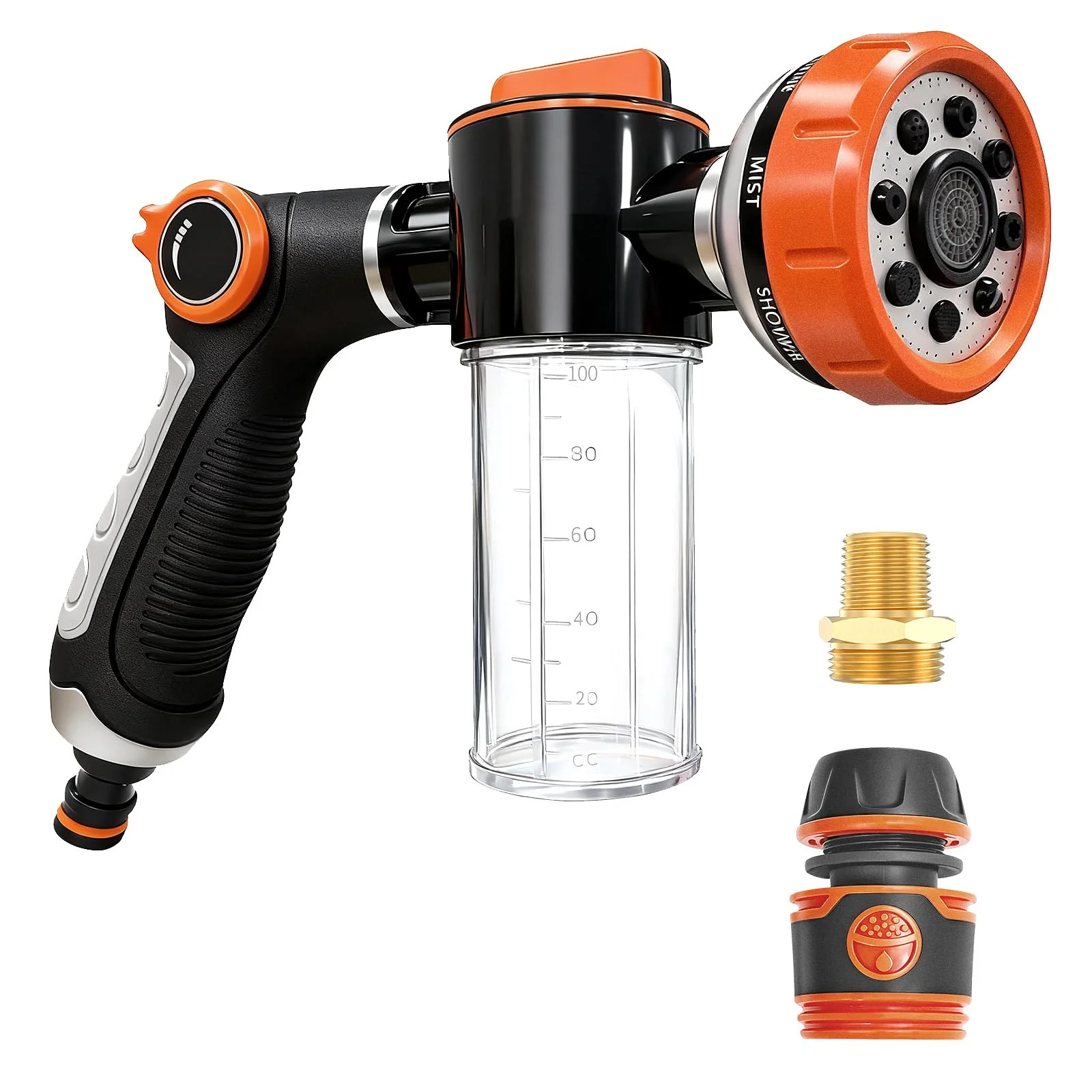 Prestigious SCHITEC Upgraded Dog Wash Hose Attachment with 100cc Soap Dispenser — 8-in-1 Spray Modes Easy-to-Use