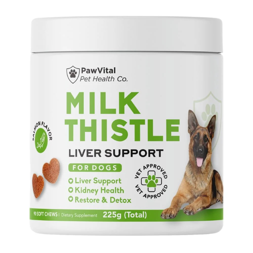 Expertly Made Milk Thistle for Dogs – PawVital Max Strength Liver Support Chews with Salmon Oil Curcumin Fine Crafted