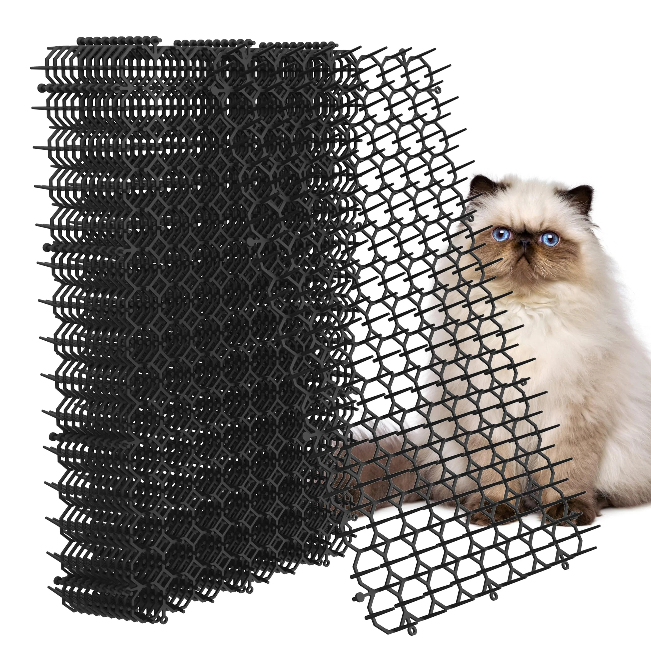 Prestigious Hmyomina 16x8 Inch Cat Scat Mat – 12-Pack Deterrent Spike Mat Indoor Outdoor Certified
