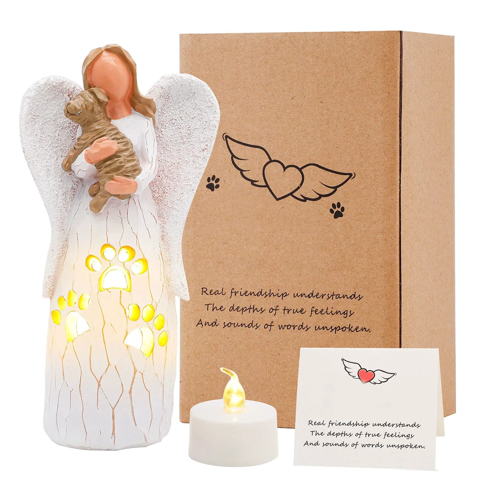 Reliable BEARAE Loss of Dog Sympathy Gift — Pet Memorial Candle Holder Angel Figurine Recyclable