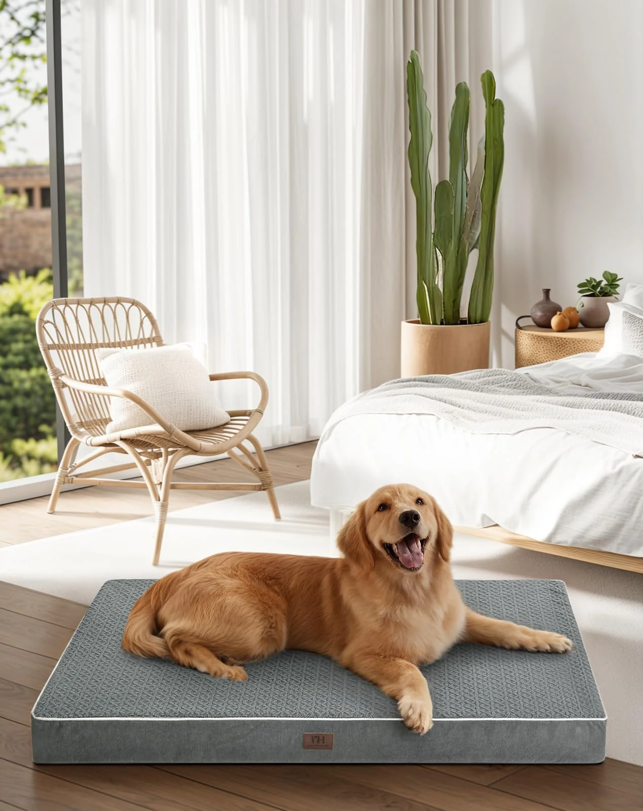 Fast WESTERN HOME Large Dog Bed – Orthopedic Egg Crate Foam Washable Waterproof Cover Comfortable